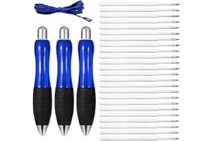 Sibba Confezione da 27 Penne A Sfera Grandi e Grasse Aiutano A Scrivere per Penne A Sfera Pesanti Tremor con Impugnatura Larga E Retrattile per Ufficio A Mano Debole 3 Penne Nere + 12 Ricariche