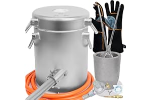 ILOKNZI Kit de fusion de gaz propane de 6 kg jusqu'à 1500 °C en acier inoxydable 304 avec creuset graphite, moule à bar, gants haute température et pince à feu