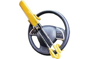 UKB4C Heavy Duty Steering Wheel Lock for Car and Van High Visibility High Security Anti-Theft Car Lock with Twin Bar Hook