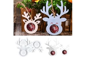 BDYLYS DIY Silikonform Weihnachten – 2-teilig Elch Anhänger Gießform, Kleine & Große Rentier Harzform für Epoxidharz, Gips, Seife & Weihnachtsdekoration