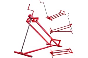 TANGZON Folding Lawn Mower Jack Lift, 400kg Height Adjustable Lifting Device Stand, Telescopic Maintenance Jack for Ride-on Lawnmowers and Garden Tractors (Red)