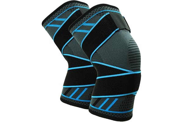 Goosom Justerbart knäskydd (1 par), för både män och kvinnor, elastiskt kompressionsbandage, knäskydd, ventilerande, halkfritt knästöd för basket, löpning, gymträning K51, blå, XL