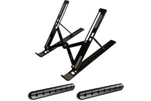 ADARPA Soporte Portátil 10 Ángulos Ajustables + 2 Organizador Cables de REGALO, Soporte Ordenador Portátil Ventilado Plegable para Portátiles (10-18.4”)|Laptop Stand con Plástico ABS Silicona Antideslizante