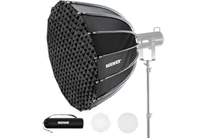NEEWER 35.4"/90cm Softbox Parabólico Montaje Bowens, Configuración Rápida con Difusores/Rejilla/Bolsa para Luz Continua Video CB60 CB200B MS60 Compatible con Godox Compatible con Aputure 600d, NS90P