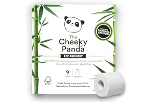 The Cheeky Panda Bamboo Toilet Paper – 9 Rolls of Toilet Paper | Plastic Free Packaging and Sustainable Toilet Tissue | 100% 