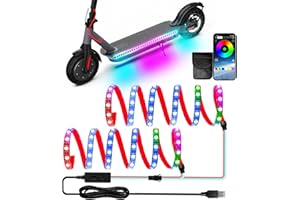 Keiurot LED Lights Strips for Scooter Night Riding, 5V Skateboard Lights APP Control RGB Waterproof Electric Scooter LED Light Accessories 2 in 1