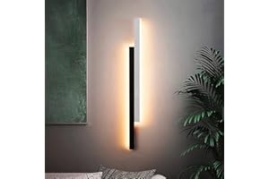 niuniaj Applique Murale Intérieure 20W Applique Murale LED,80CM Lampe Murale,lumiere murale interieur,Blanc Chaud 3000K Applique Murale Design Noir Blanc pour Chambre Salon Escaliers Couloir