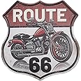 GLOBLELAND Vintage Metal Motorcycle Tin Sign Retro "Route 66" Shield Metal Wall Decor Funny Decorative Tin Sign Art Plaque Poster 12×12"/30x30cm for Home Kitchen Bar Club Decoration