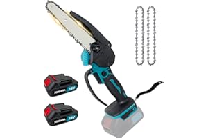 RONTALY Mini Chainsaw, 6-Inch Cordless Electric Chain Saw with 2 Rechargeable Battery and Chains, Handheld Pruning Shears Saw for Tree Branch Wood Cutting(2X 3.0Ah)