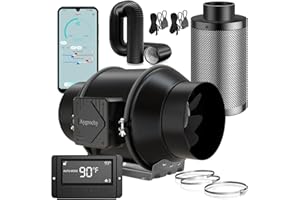 Aygrochy 150mm Wifi App Ventilateur en Ligne Kit avec régulateur de température et d'humidité, Extracteur d'air avec Filtre à Charbon d'air et Tuyau d'évacuation pour Culture hydroponique