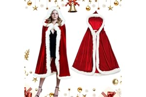 YISKY Weihnachten Santa Umhang mit Kapuze, Rotes Cape Weihnachtsmann, Weihnachtsmantel Cape Damen, Weihnachten Santa Claus Umhang, Weihnachten Umhang Rot, für Weihnachten Kostüm Cosplay Party (120 cm)