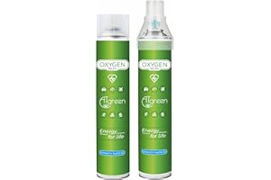 Atgreen Inhalationssauerstoff O2 (28L) Das Set enthält 2 Stk Sauerstoffflasche | Reiner Sauerstoff | Sauerstoffdosen | Sauerstoffpräparat | Universal Mundstück Rein Inhalierbar Sauerstoffgerät