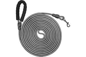 FIMIBUKE Longe pour Chien,5M 10M 15M 20M Laisse de Dressage avac Poignée Confort et Mousqueton Verrouillable, Longue Laisse Corde d'attache pour Petits, Moyens, Grands Chiens