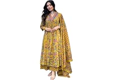 GoSriKi Women's Rayon Blend Anarkali Printed Kurta with Palazzo & Dupatta