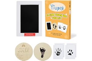 Yiupea Impronta Mani e Piedi Neonati Inchiostro Clean Touch,Kit Impronte Neonato- 1 Hello World Neonati,4 Biglietti con Cmpressioni,Impronta Cane,Regali per le Nuove Mamme