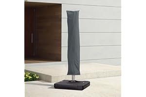 PURPLE LEAF Housse Parasol Déporté Housse de Protection pour Parasol de de Jardin 3 x 3 m, Résistant au Vent, Anti-UV, Couverture pour Parasol Extérieur avec Tige et Zippé, 255 x 62 cm, Gris