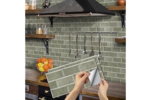 BUYBLIFE Gris Azulejos Adhesivos Cocina, 24 Piezas Pegatinas de Pared PVC 15x30cm Vinilo Pared Vinilos de Pared Decorativos Pared Cocina Azulejos Baño Vinilo Suelo