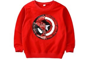 I PASS Niños Niñas Niños Superhero Flip Lentejuelas Color Moda Sudadera de Manga Larga Algodón (3-8 años)