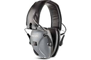 awesafe Cuffie Poligono Tiro Elettroniche Ancuffie Antirumore, Fascia Morbida Regolabile, Amplificazione Del Suono per La Caccia