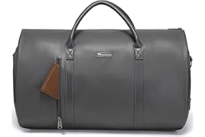 Modoker Convertible Leder Kleidersack, Handgepäck Kleidersäcke für Reisen, Kleidungsstück Duffel Bag, C-Grau, Modoker Wandelbarer Kleidersack & Krawattenetui für Reisen