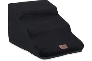 Relaxdays Schody dla psa 3 stopnie, dla psów i kotów, wys. x gł.: 33 x 41 x 54 cm, miękkie schody dla zwierząt domowych, łóżko i kanapa, czarne