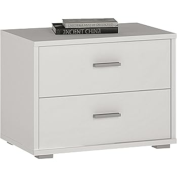 P N Homewares Crescita 2 Drawer Low Chest Bedside In White Chest