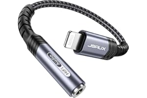 JSAUX Adapter do słuchawek Lightning na 3,5 mm, certyfikat MFI, adapter audio Lightning na jack, adapter audio do iPhone 14 Plus Pro Max 13 Mni 12 11 Pro 11 Pro Max X XS Max 8 7Grey