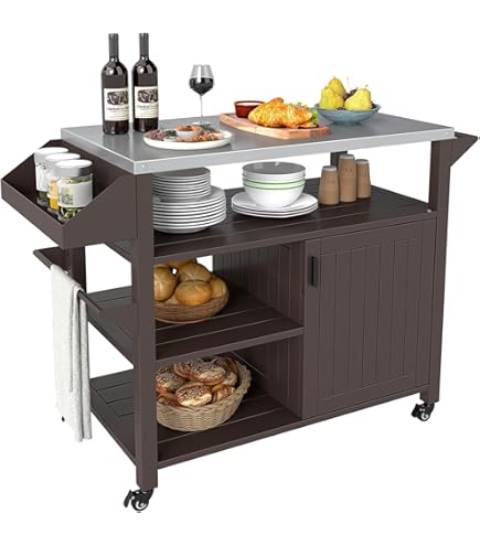 Desserte Glacière Bar Roulante, Chariot Jardin Exterieur Roulettes Avec 2 Plan Etendu Grande Capacite 50 L Etageres De Rangement 127 X 42 5 X 74 Cm 96676126