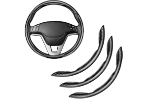 Amiss 3pcs Car Carbon Fiber Anti-Skid Steering Wheel Cover，Segmented Steering Wheel Protector, Butterfly Steering Wheel Cover, Universal 99% Car Wheel Cover Protector, Car Interior Accessories(Black)