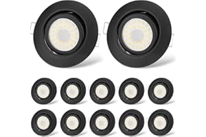 ‎CLOKSH cloksh LED Einbaustrahler 230V Flach Dimmbar LED Spots 6W IP44 Bad Einbauleuchten Schwarz Deckenspots Deckenstrahler,Warmweiß 3000K Schwenkbar Einbauspots für Badezimmer Küche Wohnzimmer,12er Set