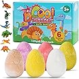 Bezavea 6 Pack Bath Bombs for Kids with Surprise Dinosaurs Toys Inside, Handmade Large Bath Bombs Gift Set, Natural Essential Oil SPA Bath Fizzies Set, Christmas Birthday Gifts for Boys Girls (B)