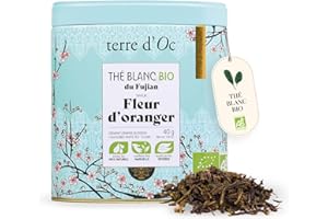 terre d'Oc - Thé Blanc Bio du Fujian - Saveur Fleur d'Oranger - Boite en Métal - Feuille en vrac - Idée cadeau Homme et Femme - 40g