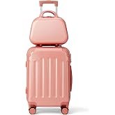 LEADZM Cabin Suitcase with Corner Reinforcements, 2 Piece Suitcase Set with Toiletry Bag, Hard Cabin Travel Suitcases in Ligh