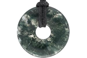 Lebensquelle Plus Moosachat Donut Ø 30 mm + Baumwollband | Edelstein Anhänger | Heilsteinkette inkl. Band