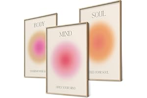 BLCKART Mind Body Soul Lot de posters de pleine conscience Aura - Décoration murale - Images inspirantes - Mindfulness - Décoration de chambre à coucher - Décoration de salon - Poster de pleine conscience - 3