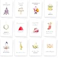 BIROYAL Biglietti Di Natale Con Buste – Set 12 Pezzi Formato A6, Carta 300g/m² Con Stampa Dorata