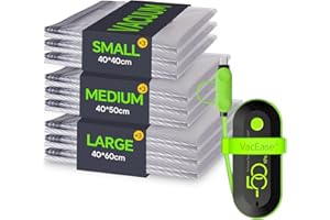 Vacbird Worki próżniowe do ubrań z pompką elektryczną, 9 sztuk (3x 40x40, 3x 40x50, 3x 40x60), oszczędzające miejsce worki próżniowe do ubrań