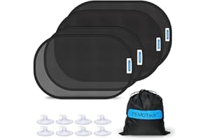 PEMOTech Car Sun Shade for Baby【4 Pack】, Block UV Rays【2025 New Upgrade】120GSM & 80GSM Car Window Shades for Baby with 8 strong Suction Cups, Car Sun Shade Great for Protecting Baby, Kids, Pets