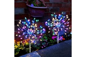 Anordsem Solar Lights Outdoor Waterproof: Garden Light Solar Powered for Outside Decorative - Fairy Light Cloured Lighting for Fence Patio - LED Firework DIY Decorating Gifts for Women Mum Wife