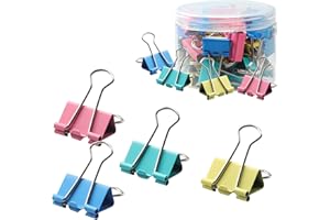 OOTDAY 48 Pezzi Clip Raccoglitori, Cancelleria Clip, Medi Fermacarte Metallo 25mm, Papier Métal Pince, Foldback Clips Forniture per Uffici per Casa, Scuola (4 Colori Assortiti)
