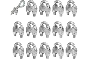 BOULESENM Lot de 14 Serre Cable Inoxydable 4mm, Serre Cable Acier 4mm,Serre-câbles étrie en Acier Inoxydable, serré câble pour Câble Métallique de 4 mm Diamètre M4