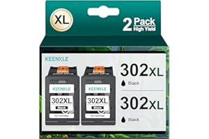 KEENKLE 302XL Nero Cartucce d'inchiostro Compatibili per HP 302 302XL Nero per HP Envy 4520 4521 4522 4523 4524 Officejet 3830 3831 3834 3833 3835 4650 4651 Deskjet 1110 2100 2134 3630 (Nero, 2-Pack)