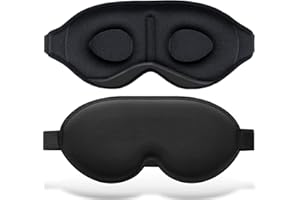 ROTOPATA 3D Schlafmaske für Herren Frauen,Lichtblockierende Augenmaske Nachtmaske, Weich Bequem Schlafbrille mit Nasenpads und Verstellbarem Riemen, Sleeping Mask für Schlafen Reisen Yoga Meditation (BLACK)