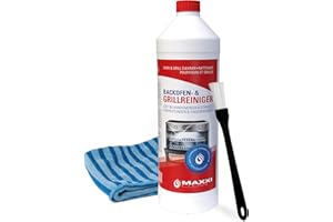 MAXXI clean oven cleaner 1000 ml, gel paste oven and grill cleaner brush + bonus Maxxi clean AgPLUS fleece.