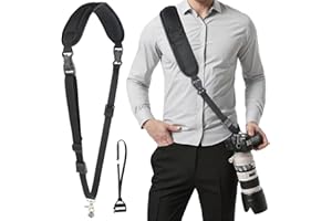 QinOustore Correa para Cámara con Desenganche Rápido – Cintura Ajustable de Nylon con Empuñadura, Tornillo de 1/4" y 2 Bolsillos – Compatible con Reflex y Mirrorless Canon, Nikon, Sony, Fujifilm