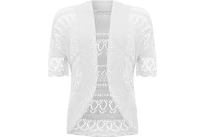 VR7 Bolero Cardigans for Women's Shrugs Light Weight Ladies Short Sleeves Knitted Shrug Crochet Lace Cardigan Cotton Summer Kimono Jackets UK Casual Cropped Bolero for Evening Dress