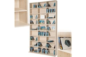 ‎TECTAKE tectake Regal Aufbewahrung, offene Schrank Wand stehend für CDs, DVDs, als Bücherregal, Raumtrenner, Ständer oder Vitrine für Sammlungen und Hobby - buche