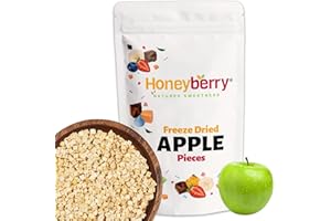 HONEYBERRY Mela Liofilizzata a Pezzi 100g - Frutta Liofilizzata - Frutta Disidratata - Mele Essiccate - Pezzi di Mela Disidratata - Perfetti per Dolci, Decorazione di Torte, Snack, Muesli e Dessert