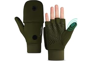 EEFOW Gants et Mitaines d'hiver sans Doigts Thermiques: Temps Froid, Chauds, Imperméables, Légers, écran Tactile, Course à Pied, Cyclisme, Gant de Sport pour Homme et Femme, Noir S M L
