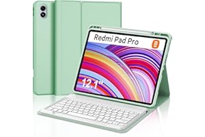 IVEOPPE Funda Redmi Pad Pro 12.1 con Teclado, Teclado Xiaomi Poco Pad 12.1 Pulgadas 2024, Teclado Español Ñ Desmontable Bluetooth para Xiaomi Redmi Pad Pro 12.1" 2024, Hierba Verde